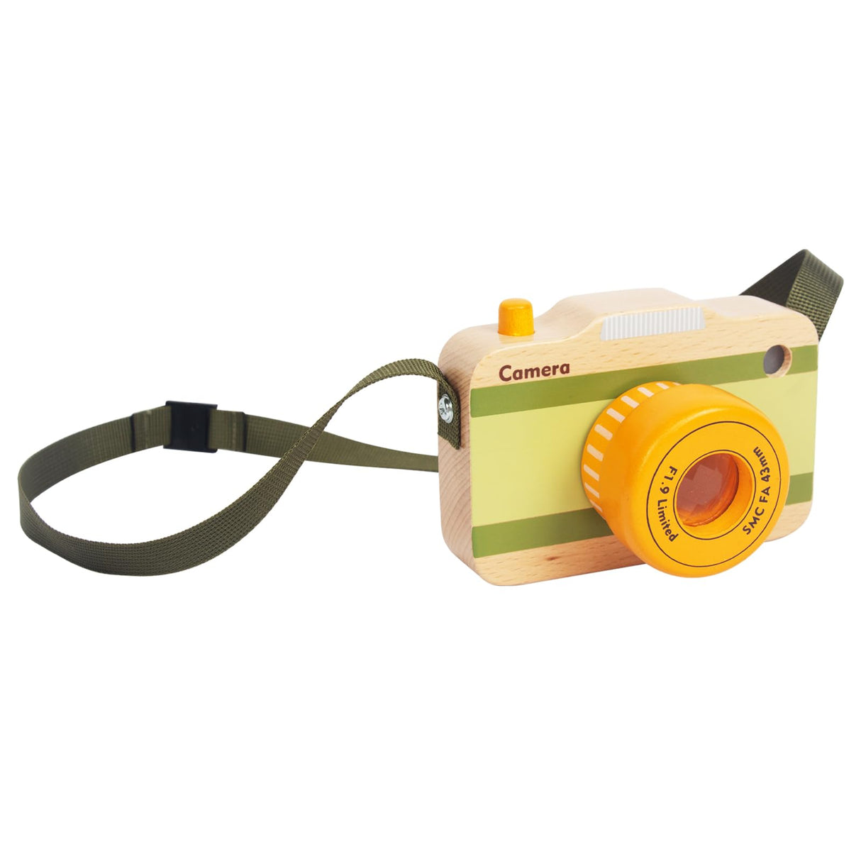 Wooden Mini Pretend Camera Toy with Real Sounds and Light for Toddlers 1 2 3 Years Old, Neck Hanging Photographed Props for Boys Girls Children Kids WoodenEdu