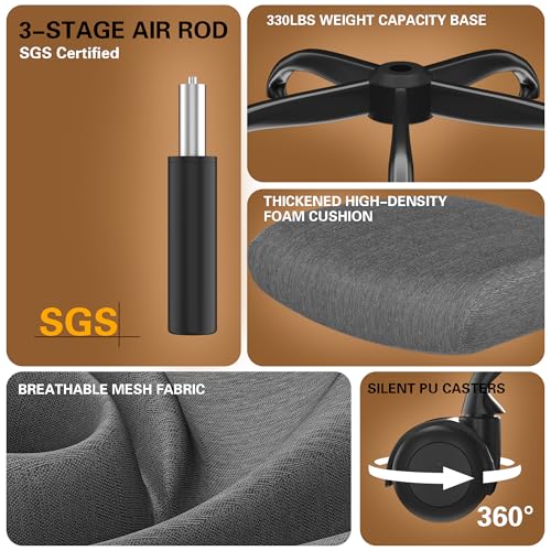 Zeonsit Ergonomic Office Chair - High Back Desk Chair with Adjustable Lumbar Support, Breathable Mesh Back, 330LBS Capacity, Easy Assembly, for Home Office Executive Computer Task Zeonsit