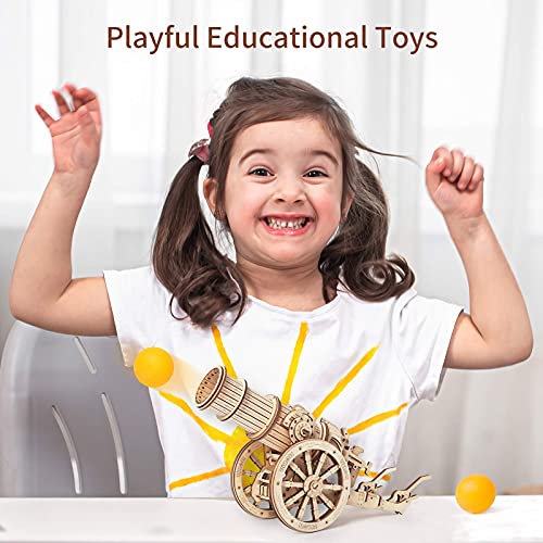 ROKR 3D Wooden Puzzles Model Building Kits Cannon Toys - DIY Wooden Catapult Toys for Kids STEM Educational Projects for Boys/Girls/Adults ROKR
