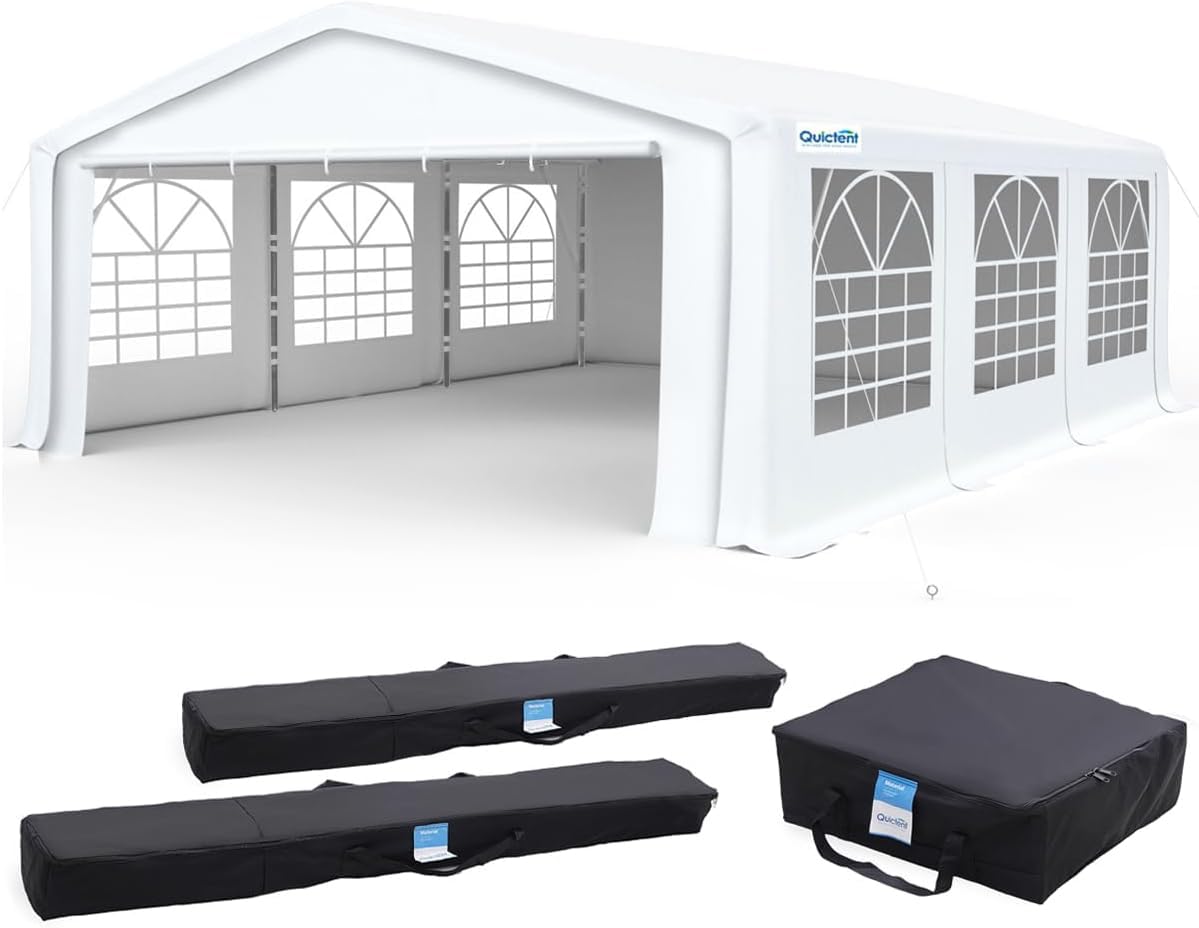 Quictent Premium 20x20 Party Tent Heavy Duty Outdoor Gazebo White Event Shelter Wedding Canopy Tent for Parties Carport BBQ with Removable Sidewall Windows & Storage Bags Quictent