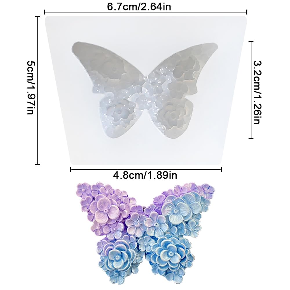 3D Flower Butterfly Silicone Molds Epoxy Resin Molds Floral Butterfly Candle Molds for Candle Making Silicone Mold for DIY Scented Candles Plaster Soap Molds Fondant Cake Decorating Chocolate Molds RUIYDZ