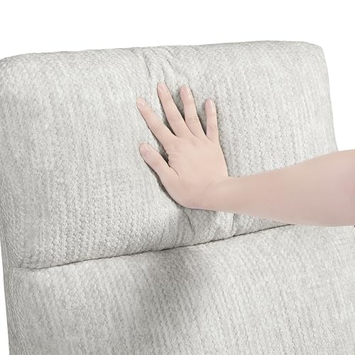 Lexicon Upholstered Swivel Recliner Chair - 360 Swivel Accent Chair Nursery Glider, Manual Recliner with Pull Handle, Microfiber, 2 Pillows, Easy Pull-Handle for Living Room/Bedroom/Apartment, Beige