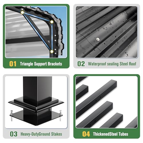 Polar Aurora 12x20 FT Metal Carport, Car Port with Enhanced Base Heavy Duty Garage Outdoor Galvanized Car Shelter, for Car, Boats and Truck Polar Aurora