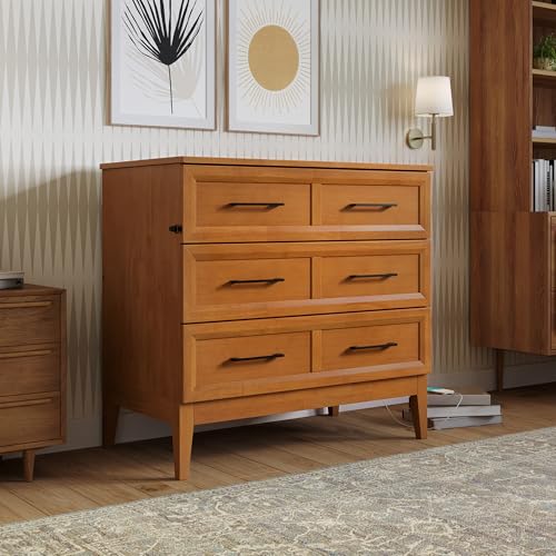 AFI, Santa Fe Twin Murphy Bed Chest with 6" Mattress & Built-in USB Charger, Light Toffee AFI