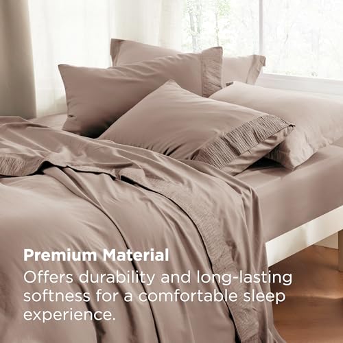Bedsure King Size Sheets Set - 4 Pieces Soft King Sheets - Breathable & Cooling - Hotel Luxury - Easy Care Polyester Microfiber Bedding for Women, Men, Khaki Bedsure