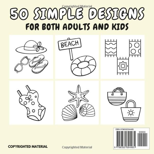 On The Beach: Bold and Easy Coloring Book for Adults and Kids, Big, Simple and Relaxing Designs for Stress Relief and Fun (Bold and Easy Coloring Books) WoodArtSupply