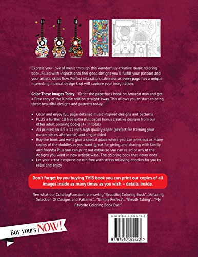 Music Coloring Book for Adults Color My Music, Fill My Passion (Music Coloring Books) WoodArtSupply