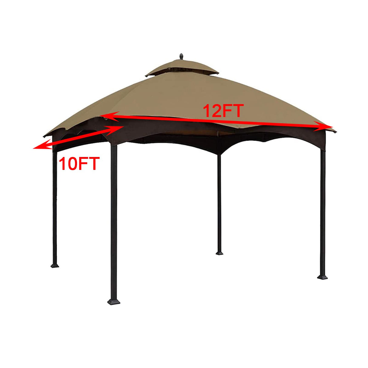Gazebo Replacement Canopy Top Cover - Wonwon 10X12 Double Tiered Canopy Roof for Lowe's Allen Roth Gazebo Model #GF-12S004BTO/GF-12S004B-1 (Khaki) Wonwon
