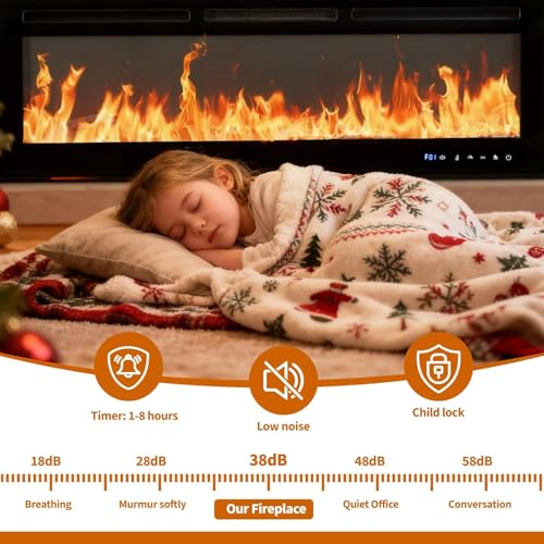 72 Inch Electric Fireplace Insert & Wall Mounted, Smart WiFi/Alexa Control, 1500/750w Heater, 12 Flame Colors, Remote, Timer, to Upgrade Your Living Room & Home Jojoka