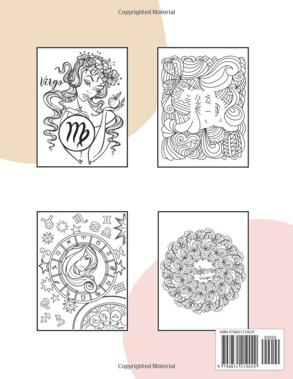 Virgo Coloring Book: Astrology Coloring Book for Virgo Zodiac Sign with Relaxing Designs Majosta
