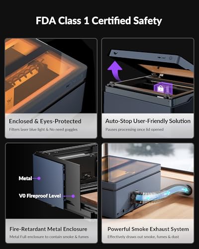 WECREAT Vision 40W Laser Engraver, Diode Desktop Laser Cutter and Engraver Machine with Rotary for Tumblers Glass Mugs Cups Roller, Class 1 Enclosed Laser Cutting for Acrylic Wood Leather Metal WECREAT