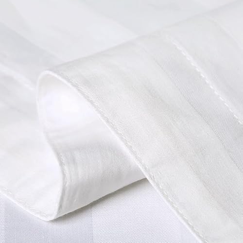 Amolavet Hotel Bedding Duvet Cover Full Size Cotton White Satin Striped Textured with Zipper - Duvet Cover Full 3 Pcs Set 79x90 - Comforter Cover/Quilt Cover Full Size Amolavet