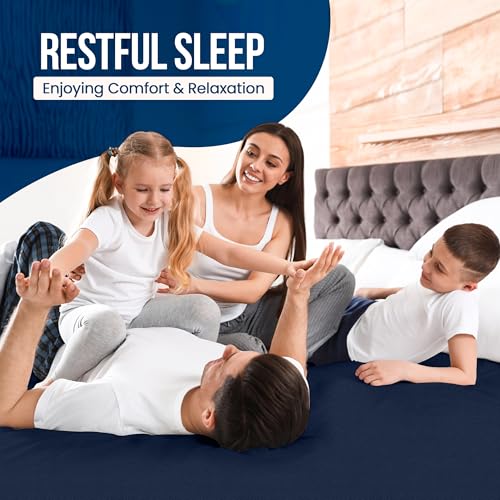 Twin Size Mattress Protector Waterproof, Premium 200 GSM Terry Mattress Cover, Soft & Breathable Bed Cover, Fitted Sheet Style Stretchable Deep Pockets 15" by Utopia Bedding (Navy Blue) Utopia Bedding