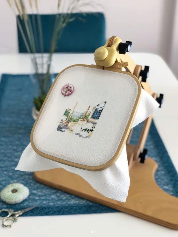 Nurge Adjustable Embroidery Table Stand, Cross Stitch Hoop Stand, Embroidery Hoop Holder. Hand Polished Natural Wood. ( Model No:190-4) Nurge