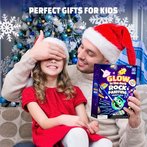 EPUMP Rock Painting Kit for Kids - Glow in The Dark Arts and Crafts for Boys and Girls Ages 6-12, Kids Craft Paint Kits, Art Supplies, Creative Arts and Crafts Toys Christmas Birthday Party Gifts EPUMP