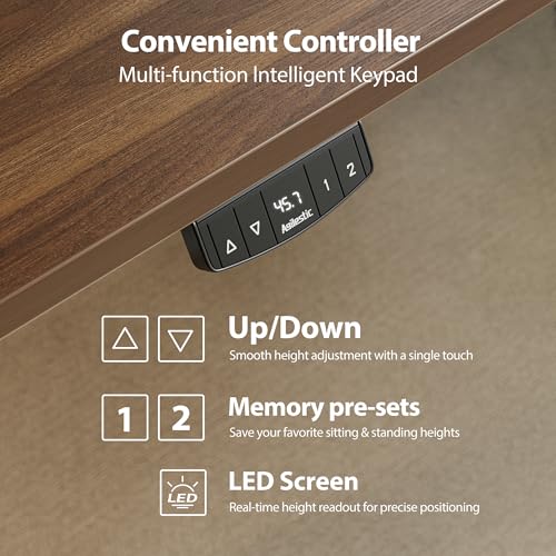 Agilestic Electric Standing Desk, L-Shaped 55 Inches Height Adjustable Desk, Sit and Stand up Desk for Work Office Home, Ergonomic Rising Computer Table for Home Office with Splice Board, Dark Walnut Agilestic