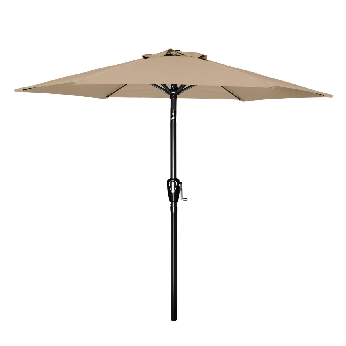 Simple Deluxe 7.5ft Patio Umbrella Outdoor Table Market Yard Umbrella with Push Button Tilt/Crank, 6 Sturdy Ribs for Garden, Deck, Backyard, Pool, Tan Simple Deluxe