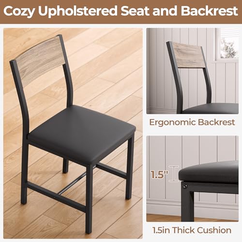 IRONCK 5-Piece Dining Table Set for 4, Extendable Kitchen Table Chairs Set of 4, Dining Room Table with 4 Upholstered Chairs, Folding for Small Space, Apartment, Walnut IRONCK