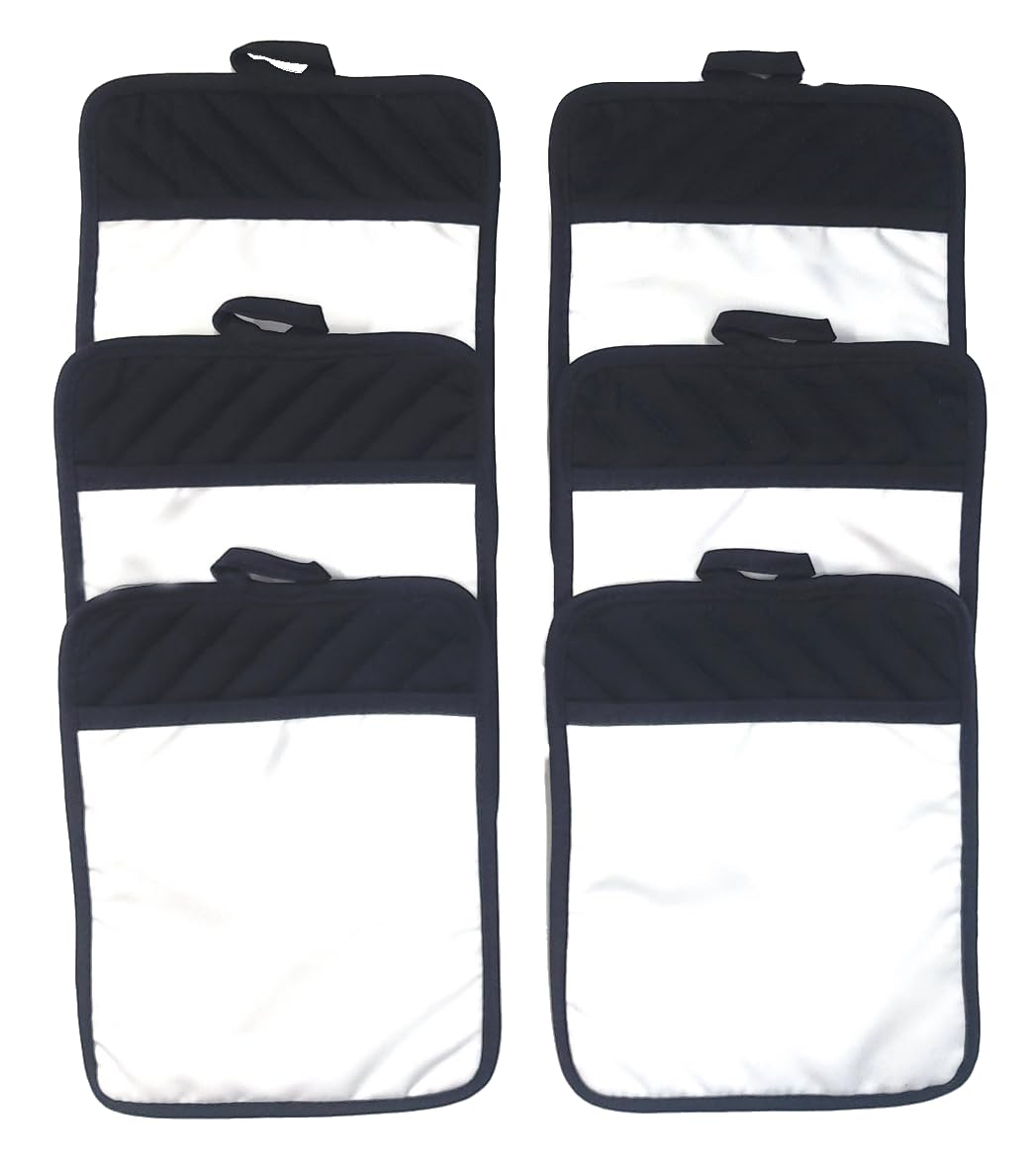 Sublimation Blanks 9"x7" Polyester/Cotton Black Pot Holders with Sublimation Pocket DIY Set of 12 Tromic