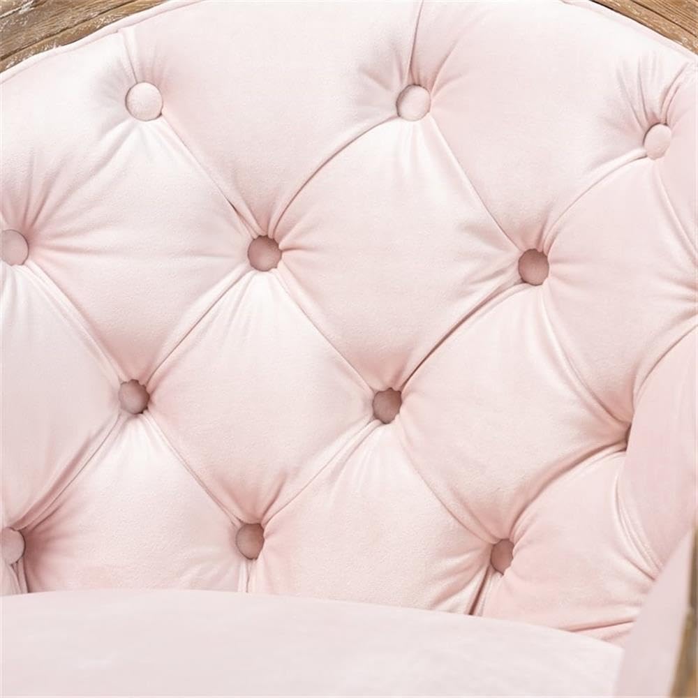Baxton Studio Genevieve Traditional French Provincial Light Pink Velvet Upholstered White-Washed Oak Wood Armchair Baxton Studio