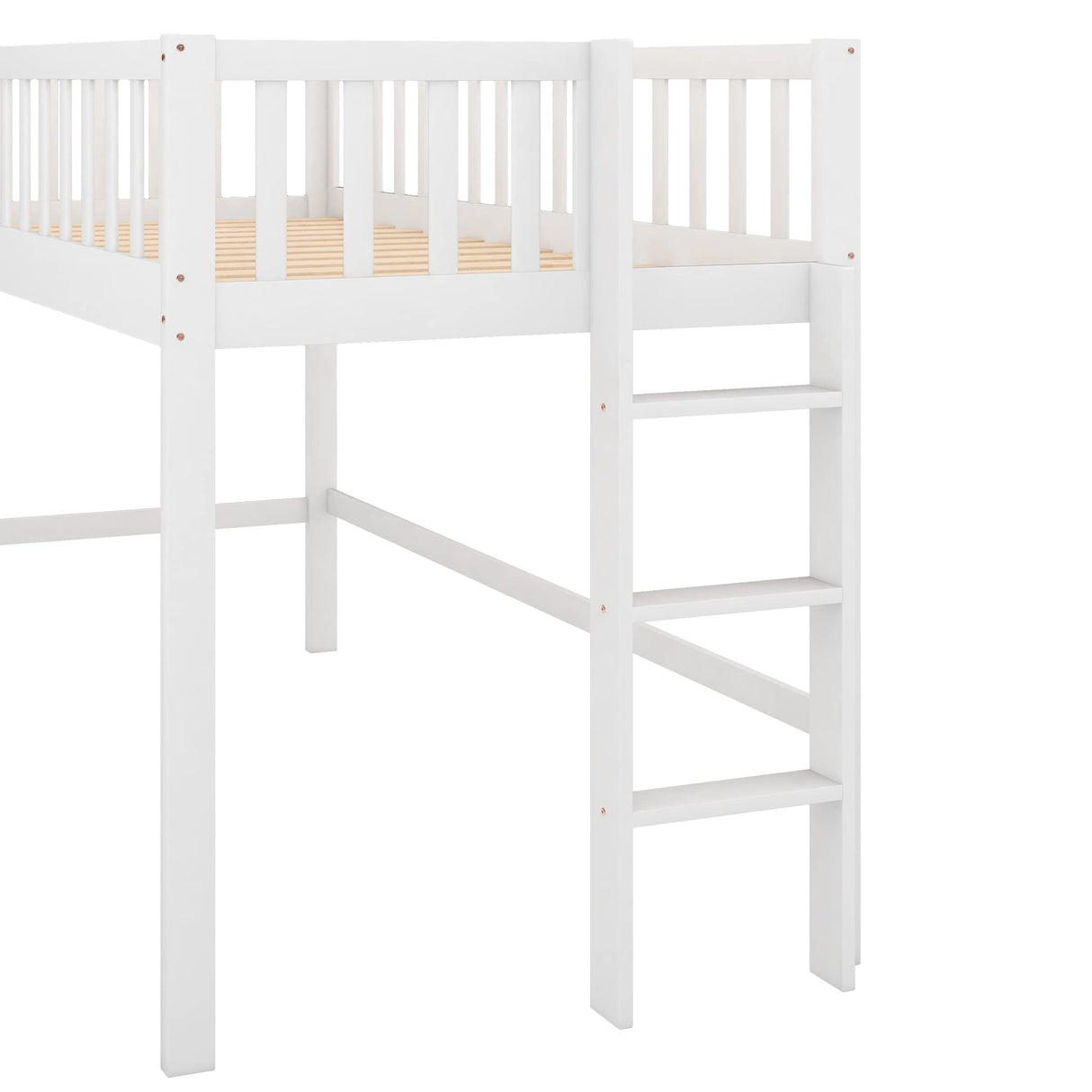Majnesvon Twin Loft Bed with Slide,Wood Loft Bed Low Profile for Boys Girls, Built-in Ladder and Guard Rail,No Box Spring Needed Majnesvon