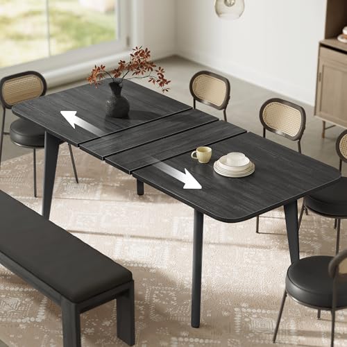 VASAGLE MAEZO Collection - Extendable Dining Table for 4/6/8, Kitchen Table with Tapered Legs, Curved Transitions, for Dining Room, Kitchen, Home Office, Charcoal Gray UKDT090B01V1 VASAGLE