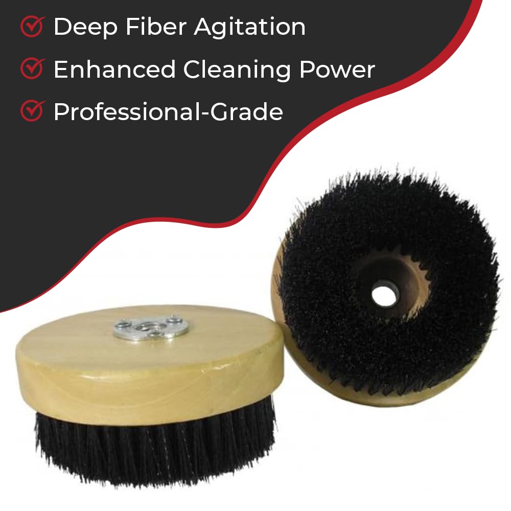 HI-TECH 5” Wood Block Brush – Carpet & Upholstery Shampoo Tool for Rotary Buffers & Polishers– Medium Soft Bristles– Car Detailing Scrub Brush Discount Car Care Products