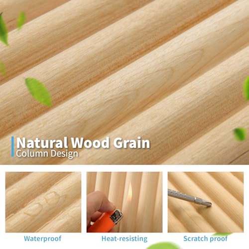 Art3d 4 Pc 96"x5.7" Wood Slat Wall Panel for Interior, Ceiling and Decoration, Semi-Cylinder Design, 15.2 SqFt Art3d