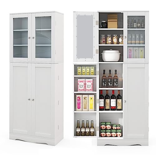 Giantex 63.5" Pantry Organizers and Storage, Freestanding Tall Storage Cabinet for Kitchen Bathroom Living Room Office, Wooden Utility Cupboard with Giantex