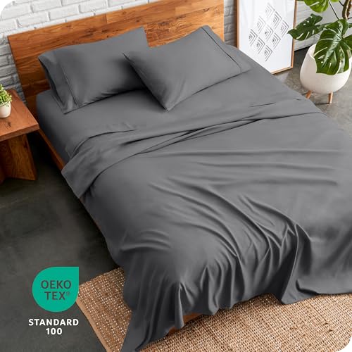Bare Home Queen Sheet Set - 1800 Ultra-Soft Microfiber Queen Bed Sheets - Double Brushed - Deep Pockets - Easy Fit - 4 Piece Set - Bedding Sheets & Pillowcases (Queen, Grey) Bare Home