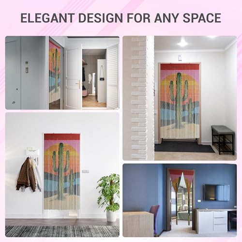 Vietbud DΓ©cor Cactus Bamboo Beaded Curtains for Doorways, Decorative Room Divider, Natural Vietnamese Craft, Indoor Hanging Bamboo Blinds, Sturdy Hook, Easy to Clean, 35.43 x 78.74 Inches VIETBUD DECOR