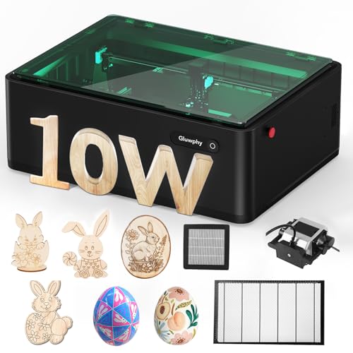 Gluwphy 10w Laser Engraver 8-in-1 Enclosure Class 1 Laser Engraver and Cutter Machine,Built-in Smoke Filtering System with Air Assist and Honeycomb Gluwphy