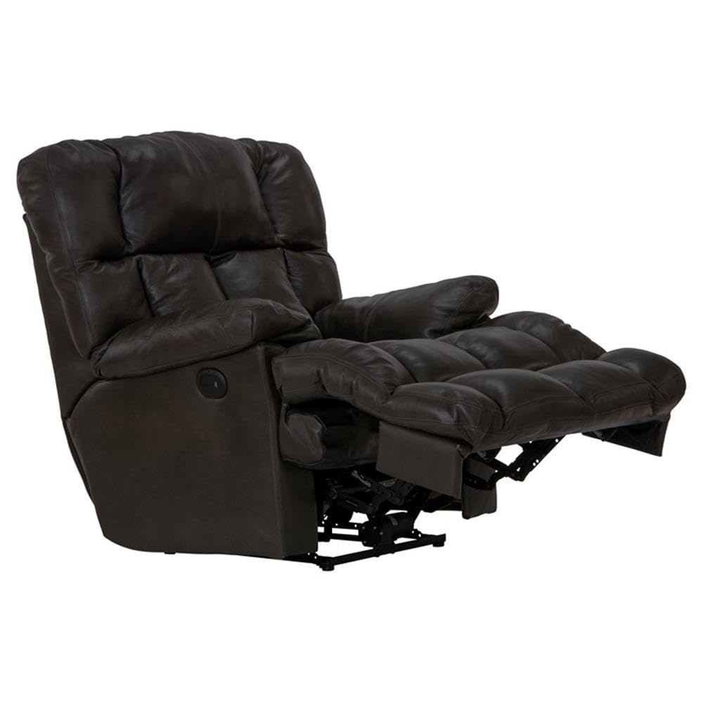Catnapper Boyd Power Lay Flat Chaise Recliner in Brown Top Grain Italian Leather Catnapper