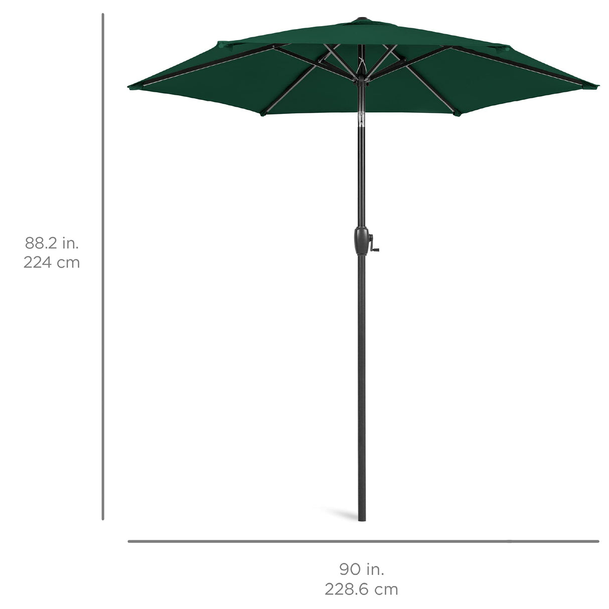Best Choice Products 7.5ft Heavy-Duty Round Outdoor Market Table Patio Umbrella w/Steel Pole, Push Button Tilt, Easy Crank Lift - Green Best Choice Products