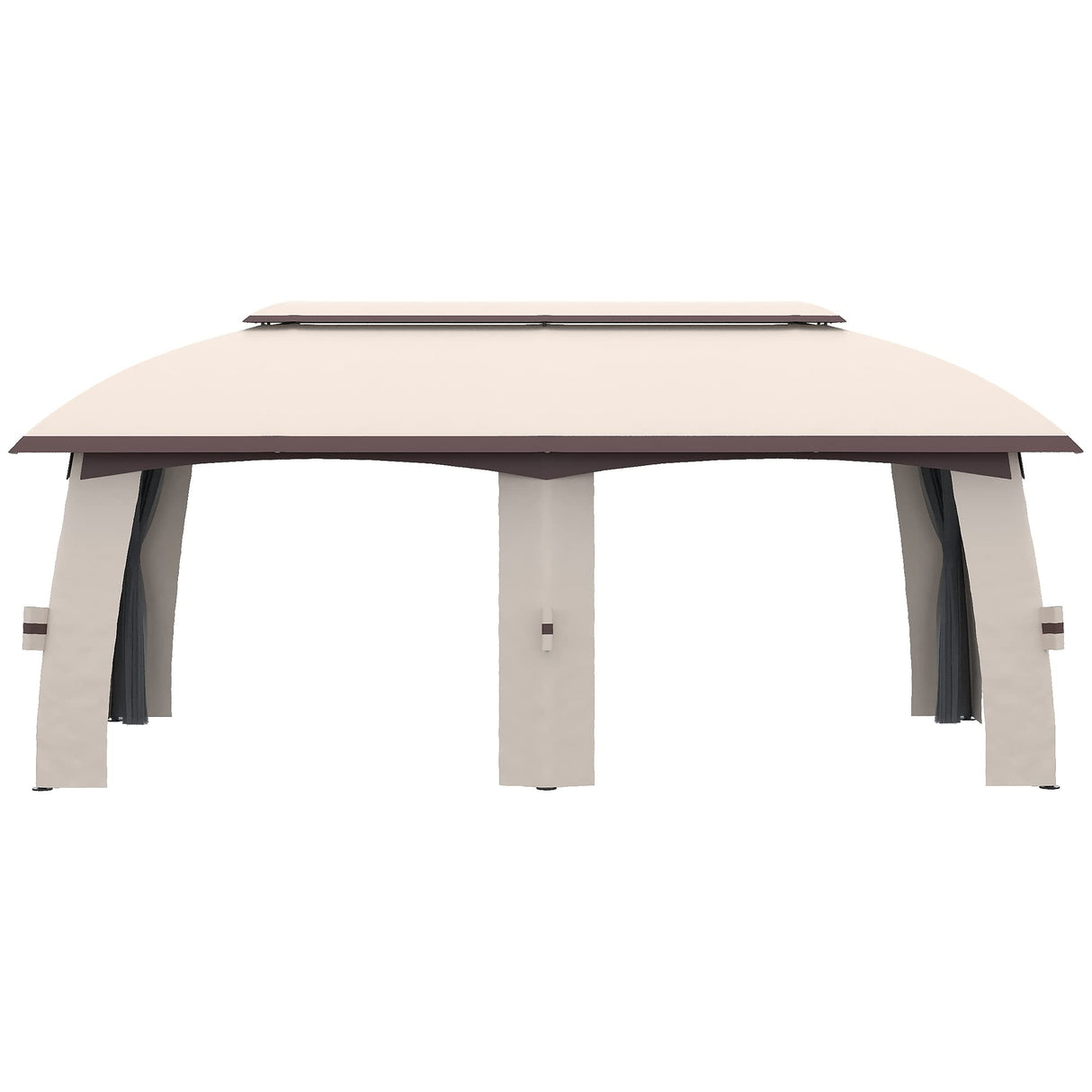 Outsunny 10' x 20' Patio Gazebo, Outdoor Gazebo Canopy Shelter with Netting, Vented Roof, Steel Frame for Garden, Lawn, Backyard, and Deck, Beige Outsunny