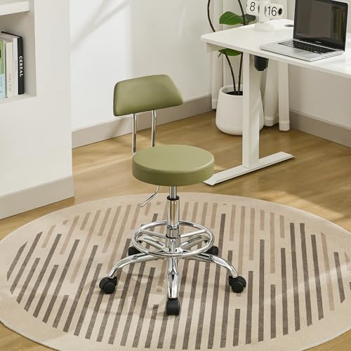 FIRAVOE Drafting Chair (Work Stool with Back)(Swivel Shop Stool 19.5"-26.6") Adjustable Height and Footrest Ergonomic Office Chair (Green) FIRAVOE