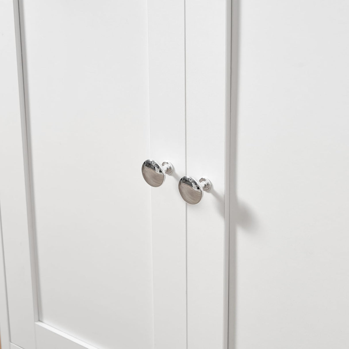 TEENFON Bathroom Floor Storage Cabinet, Freestanding Bathroom Storage Unit with 2 Adjustable Shelves & 4 Doors, 11.8 x 23.6 x 42.7 Inches, White TEENFON