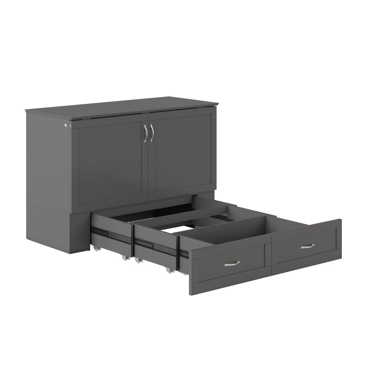 AFI Hamilton Full Murphy Bed Chest with Mattress, Storage, and Built-in Charger in Grey AFI
