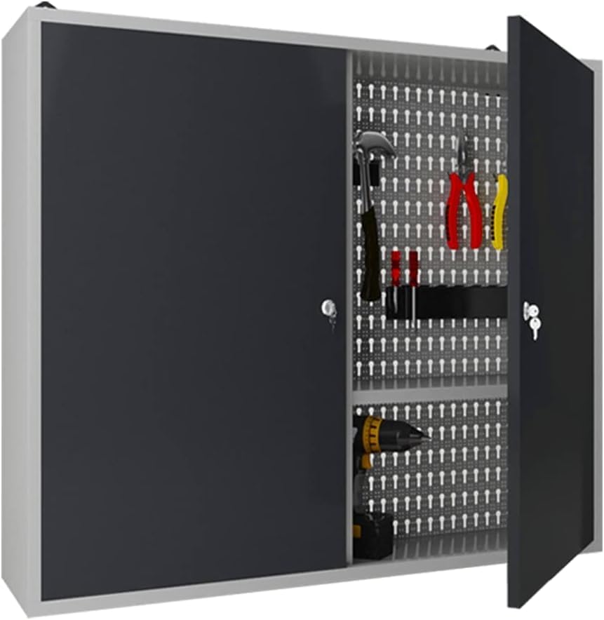 JZD Steel Garage Wall Mounted Tool Cabinet, Black & Grey JZD