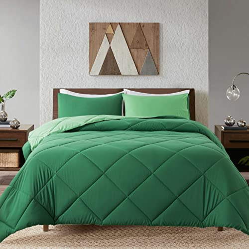 Decroom Lightweight Twin Comforter Set with 1 Pillow Sham - 2 Pieces Set - Quilted Down Alternative Comforter/Duvet Insert for All Season - Olive Green/Grass Green - Twin/Twin XL Size Decroom