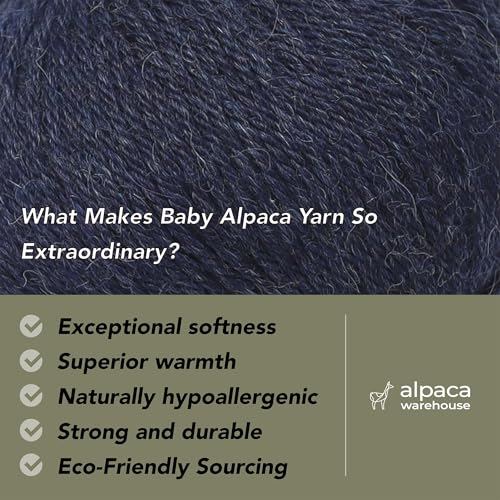 100% Baby Alpaca Yarn Wool Set of 3 Skeins DK Weight - Made in Peru - Heavenly Soft and Perfect for Knitting and Crocheting (Blue Jean, DK) Alpaca Warehouse