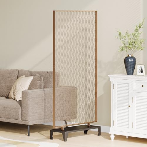 Christopher Knight Home Eldon Metal Room Divider Screen, Tall Single Panel Mesh Privacy Screen, Iron Frame and Modern Design Room Separation, Free Standing Wall Partition, Gold Brushed Brown+Black Christopher Knight Home