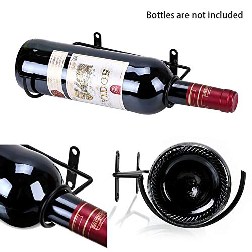 Hipiwe Set of 6 Wall Mounted Wine Rack Holders - Metal Wine Bottle Display Holder with Hardware, Wall Hanging Red Wine Bottle Organizer Racks for Storage Beverages/Liquor Bottle Hipiwe
