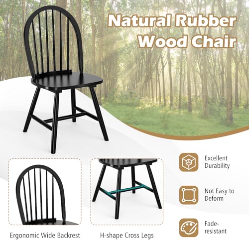 Giantex Dining Table Set for 6, Rectangular Wooden Dining Table & 6 Windsor Dining Chairs Set, Modern 7 Pieces Space-Saving Dinette Set for Dining Giantex