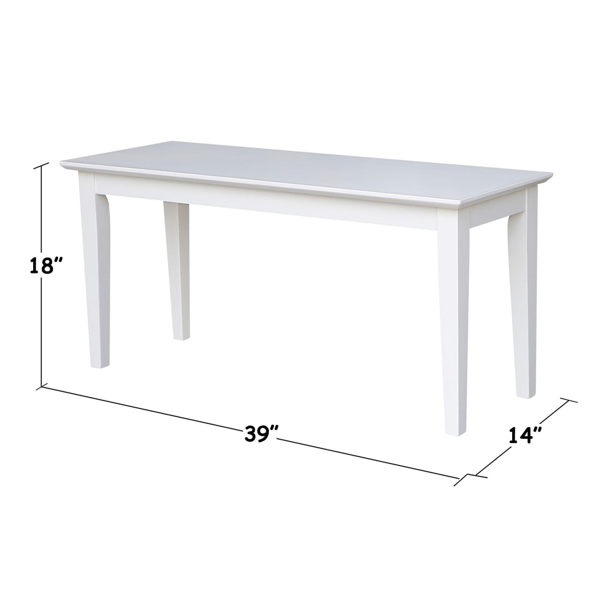 Shaker Style Solid Parawood Kitchen/Dining Bench, 39"W x 14"D x 18"H, Sturdy Seating for Entryway, Living Room, Family Room, or Breakfast Nook, Easy Assembly, Unfinished, Ready to Stain or Paint IC INTERNATIONAL CONCEPTS