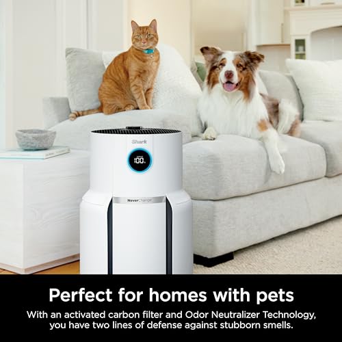 Shark Air Purifier for Home with NeverChange HEPA Air Filter, 1400 sq. ft. for Powerful Multi-Room Purification, 5-Year Filter, Filters Smoke, Captures 99.98% of Particles & Dust, HP302 Shark