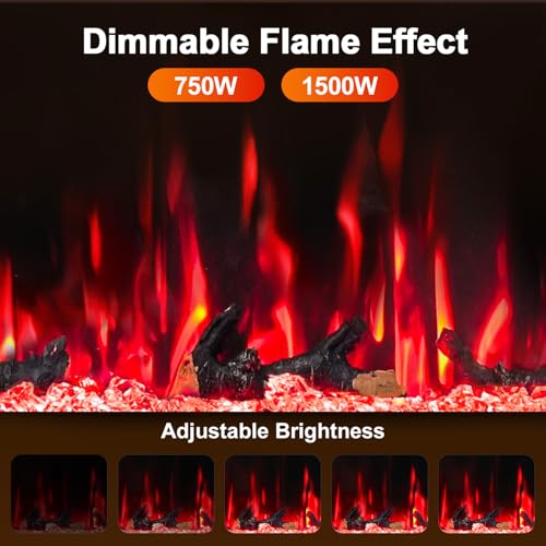 Electric Fireplace Mantel with Grey Marble Finish, 69” Fireplace TV Stand with 42”Electric Fireplace Heater, Remote Control, Adjustable Led Flame, Corner Fireplace for Living Room, Bedroom, White Eshoma