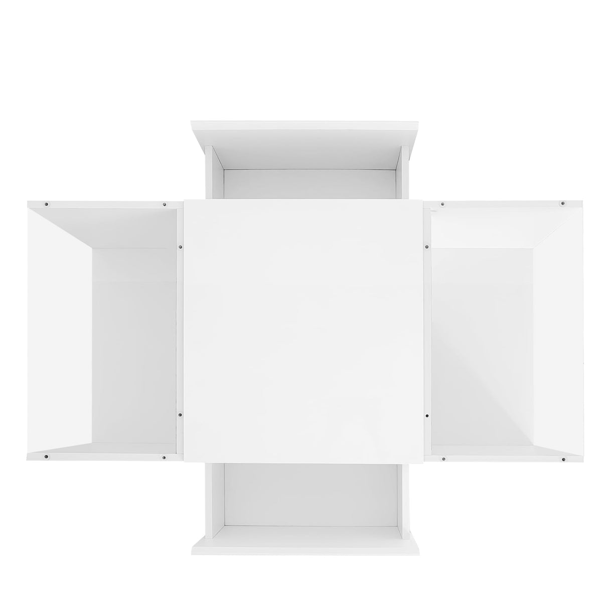 Led Coffee Table, Modern Center Table with High-Gloss Finish and Glass Tabletop, Coffee Table with Open Storage Compartment and 2 Hidden Drawers for Living Room, White RuiSiSi