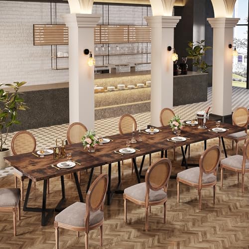 Tribesigns Square Dining Table Set of 6, 31.5" Farmhouse Dinner Table with Metal Base, Wood Kitchen Table for Dining Room, Small Space, Apartment, Rustic Brown & Black Tribesigns