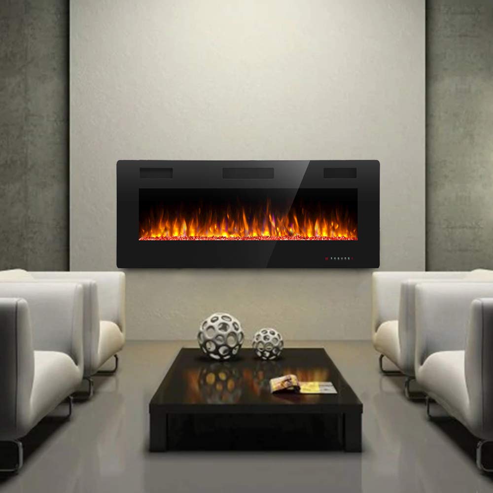 Antarctic Star 36 Inch Electric Fireplace in-Wall Recessed and Wall Mounted, Fireplace Heater and Linear Fireplace with Multicolor Flame, Timer, 750/1500W Control by Touch Panel & Remote Antarctic Star